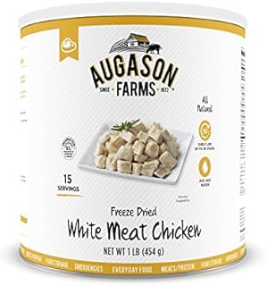 Augason Farms Freeze-Dried White Meat Chicken 100% Real Precooked Chicken Long-Term Food Storage Large Can, 16 oz