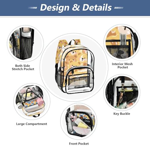 Cartoon Cute Brown Beer Kid Clear Backpack Clear Book Bag For Teens Transparent Seethrough PVC Backpacks4