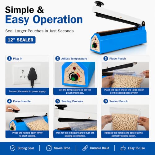 Image of Delivery Pax 12 Inch Impulse Sealer Machine | Heat Sealing Machine for Food Packets | Packet Sealer for Packaging & Packing | Cover Sealing Machine | Ideal for Home & Light Commercial Use