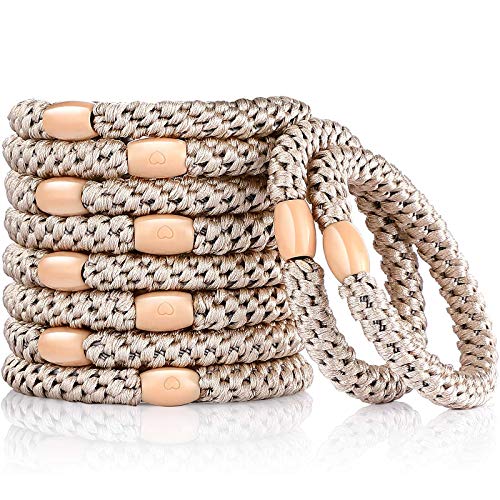 10 Pieces Hair Ties Woven Ponytail Holders Hair Ties Bands for Women Girls, Simply Hair Tie for Thick Heavy or Curly Hair (Brown)