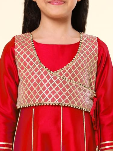 Image of A.T.U.N. (ALL THINGS UBER NICE) Girls Woven Design Gota Jacket Maxi Anarkali Gown