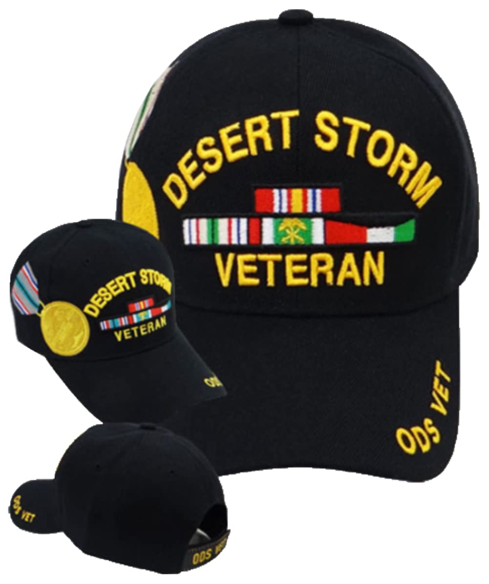 First Military ChoiceDesert Storm Veteran (Medal on Side) (Gold Letters) Baseball Cap (Black), Black, 0-1