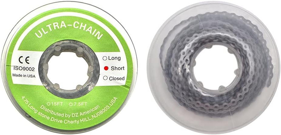 RZJZGZ Gray Dental Orthodontic Elastic Chain Power Chains Brace Orthodontic Spool Elastic Rubber Band (Short)
