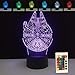 RMRM 3D Veilleuse LED 7Color Lampe de table à langer 3D Veilleuses Cool Light Light Safe pour les enfants Solution cauchemars Star Wars Millennium Falcon