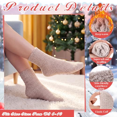 Image of Foaincore 12 Pairs Fuzzy Socks Bulk for Women Cozy Fluffy Slipper Socks Warm Soft Sleeping Gifts for Home