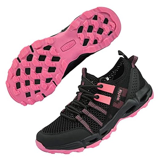 MAINCH Women's Hiking Water Shoes Quick Dry Outdoor Sport Sneakers (Black Rose, Size 6)