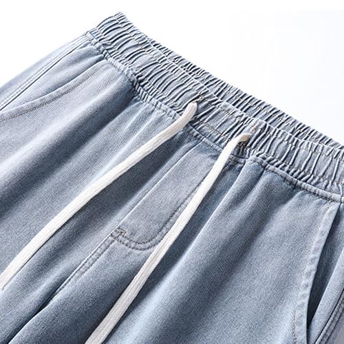 Baggy Jeans for Men Vintage Elastic Waist Loose Fit Straight Leg Wide Leg Fleece Thickened Lined Casual Outdoor Denim Pants4