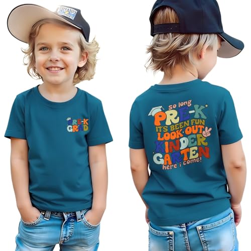 Ritatte Pre-K Graduation Shirt for Toddler Boys Last Day of School T-Shirt Funny Kids Preschool Graduation Gift Tee Tops(Blue 5t)