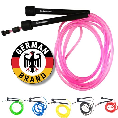 SPORTIVONETIC® Premium Springseil für Erwachsene & Kinder, Damen & Herren-für Fitness, Crossfit, Sport, Boxen und Freizeit - Verstellbare Größe - mit Einstellklammer - Speed Rope, Jump Rope (Rosa)