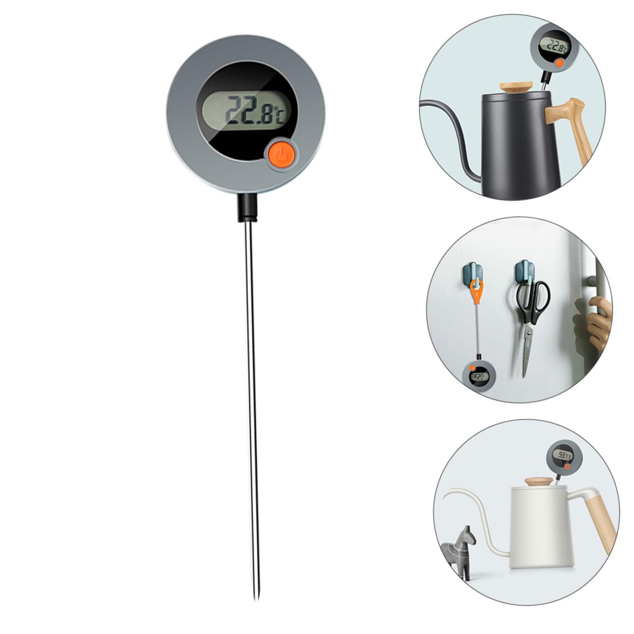 Amosfun 2 Piezas termómetro para alimentos termometro para alimentos para liquidos termómetro para freír para aceite termómetro digital termometro digital termometro horno termómetros Grey