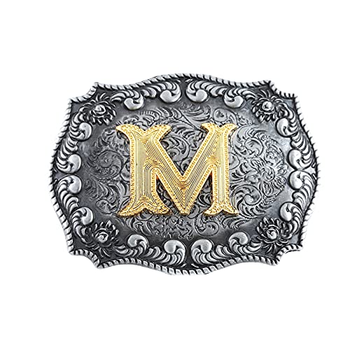 Image of HUABOLA CALYN Belt Buckle Men, Western Cowboy Rodeo Small Alphabet Letter ABCDMRJ to Z Initial Belt Buckles for Women