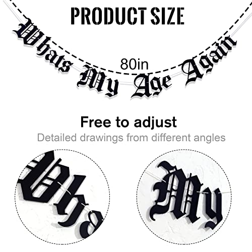 Image of Gothic Letter Whats My Age Again - Old English Birthday Banner - Funeral Birthday Banner for 20th, 30th, 40th Birthdays