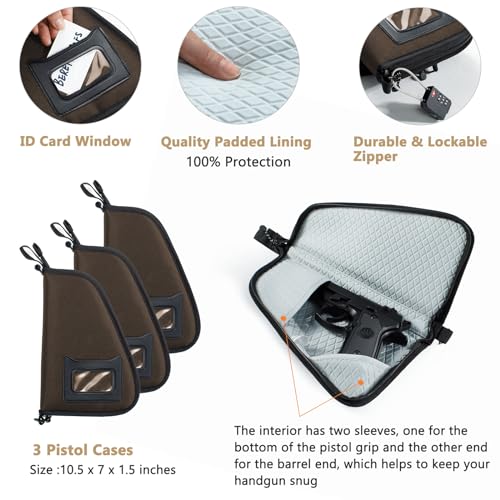 VIGEGARI Large Pistol Range Bag Shooting - Tactical Gun Range Bag with 3 Pistol Cases, Gun Bags for Handguns, Womens Gun Bag for Men, Gun Carrying Duffle Bag for Gun Accessories