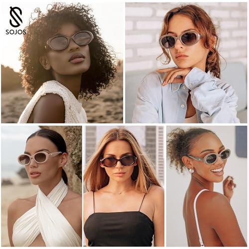 SOJOS Small Retro Oval Polarized Sunglasses for Women Men 90s Vintage Small Face UV400 Protection Tiny Sun Glasses SJ22862