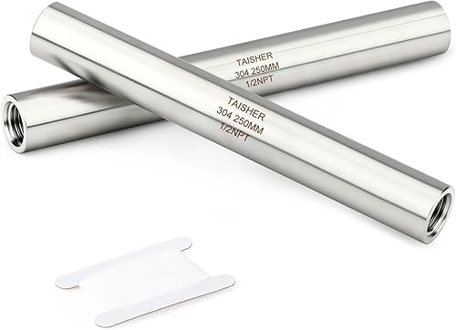 Miniatura 44 de TAISHER 2 accesorios de tubería de acero inoxidable, 1/4 pulgadas NPT x 1/4 pulgadas NPT macho roscado, tubo fundido de pezón de 10 pulgadas