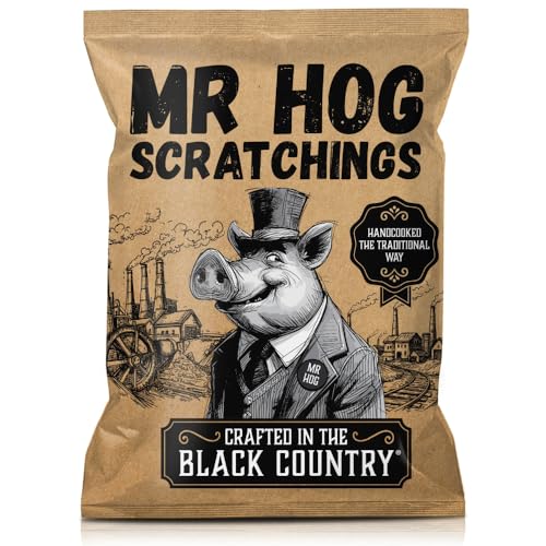 Mr Hog Traditional Pork Scratchings Handcooked Crafted in the Black Country Pub Hanging Bag 12 x 40g Packs