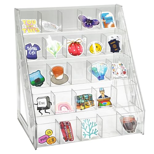 Sticker Display Stand for Vendor 25 Pockets Sticker Holder Organizer Shelf