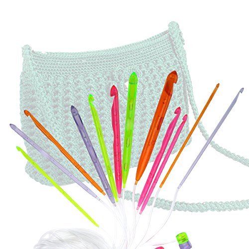 Tinksky 12 Sizes Colorful Plastic Carpet Crochet Hooks Knitting Needles 3.5mm to 12.0mm with Cable - Thumbnail 5
