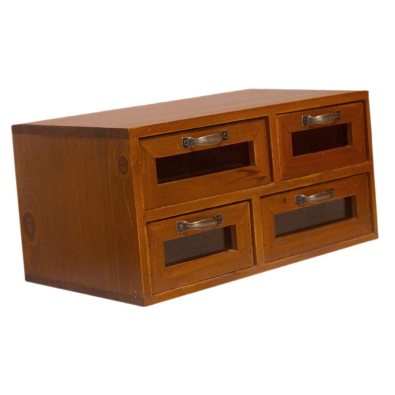NUOBESTY Organizador de Madera con Cajones Dobles y 4 Compartimentos, Caja de Almacenamiento Versátil para Oficina y Escritorio, Diseño Cerrado Fácil de Usar