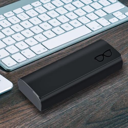 Azwood Étui à lunettes rigide en cuir synthétique de qualité supérieure - Noir - Pour homme et femme - Livré avec un chiffon en microfibre pour lunettes de soleil, lunettes de lecture, lunettes de – vue 6