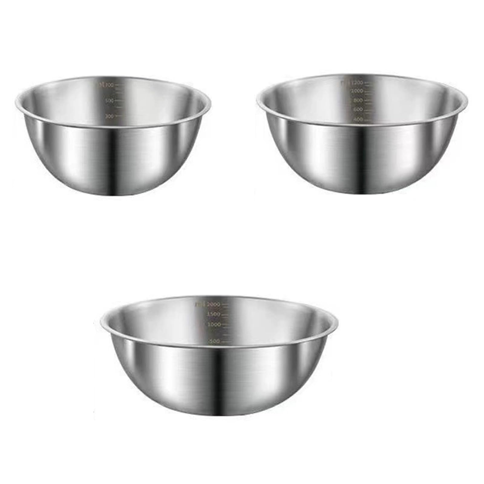 CUNZJIA 3 Piece Stainless Steel Mixing Bowls with Measurement Marks for Baking Cooking and Food Preparation Kitchen Essential