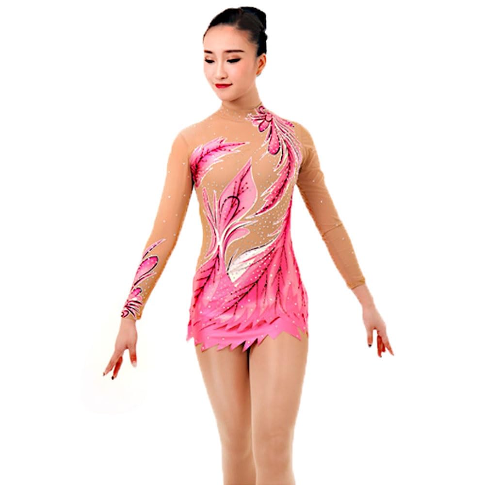 Rhythmische Gymnastik-Uniform Leotards Frauen-Mädchen-Breathable Langarm Skating Tragen Hohe Elastizität-Berufswettbewerb Eiskunstlauf-Kleid