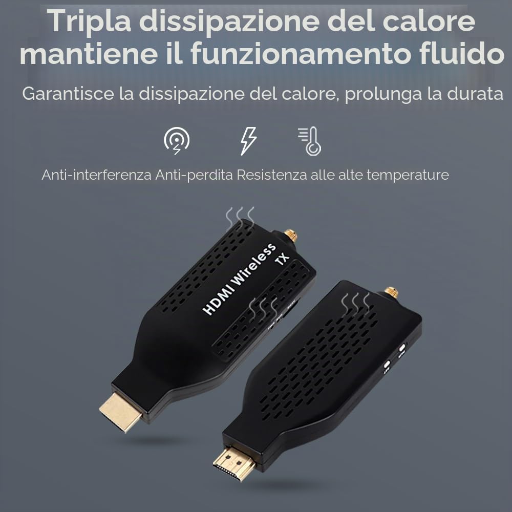 EXVIST Kit trasmettitore e ricevitore HDMI wireless portatile - 492t a lungo raggio, streaming HD 1080p, Plug & Play per TV/proiettori, ideale per Home Theater, presentazioni in ufficio