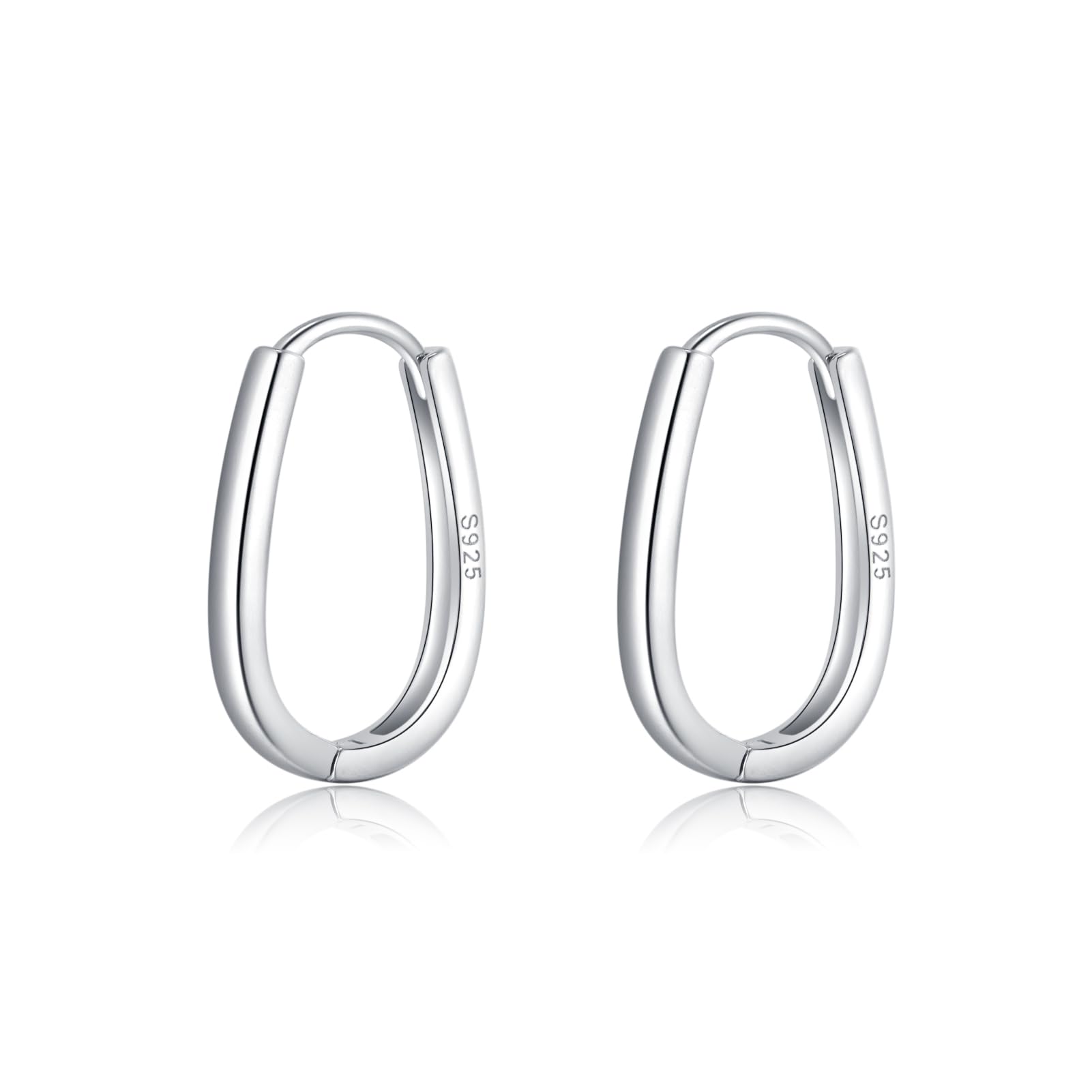 Reffeer925 Sterling Silver Oval Hoop Earrings for Women Teens Teardrop Hoop Earrings Minimalist Huggie Hoop Earrings