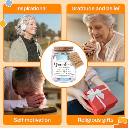 Image of NewEleven Christian Gift, Grandma Birthday Gifts From Granddaughter, Grandson, Kids - Daily Encouragement, Inspirational Present - Bible Verse Jar