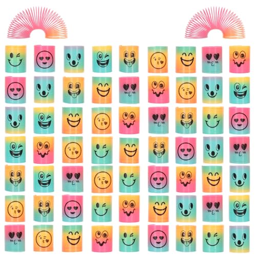 Irnushka Mini Spring Rainbow Coil Party Favors for Kids, Mini Plastic Coil Spring Toy for Easter Egg Filler Party Favor Carnival Prize Birthday Goodie Bag Stuffers (Style A+B, 120)