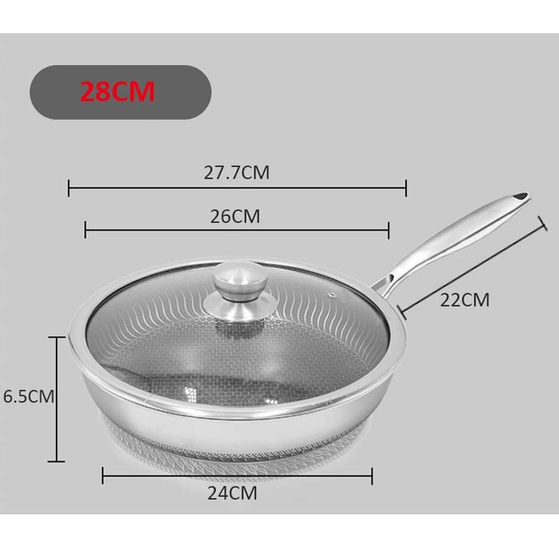 Wok de cocina antiadherente con tapa acero inoxidable miniatura 3