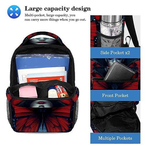 Sac à dos daypack papillon rouge pour les sorties des ados - 3