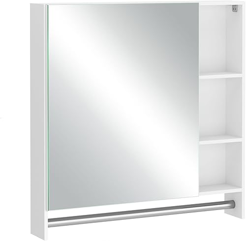 soges Armario de pared de baño sin montaje con espejo, organizador de almacenamiento montado en la pared, botiquín con puerta, espejo de baño,