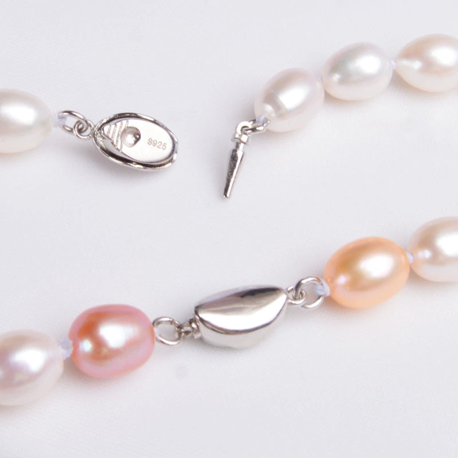 LOKILOKI Collares De Perlas De Agua Dulce Naturales De 8-9 Mm Plata De Ley 925 para Mujeres Joyería Vintage De Boda
