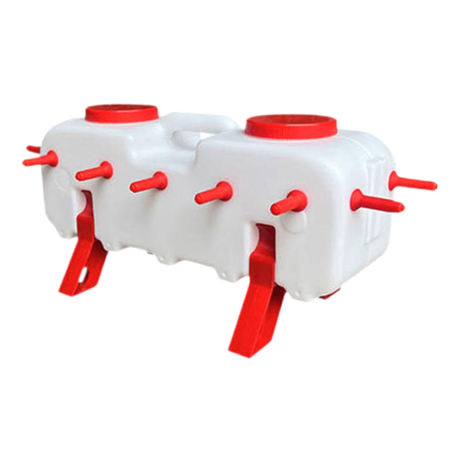 Secchio per L'Allattamento per Suinetti E Agnelli con 14 Tubi per Capezzoli, Volume 10 L, Supporto Incluso, Dimensioni 46x24x15 Cm