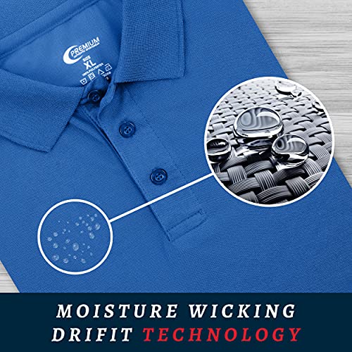 Premium Wear Men's High Moisture Wicking Polo T Shirts Royal Blue 2XL
