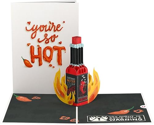 Lovepop You're So Hot - Tarjeta de amor desplegable de salsa picante, divertida tarjeta de felicitación 3D, romántica de San Valentín, tarjetas de