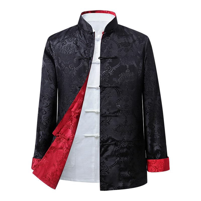 Tang Suit Men Can be Worn on Both Sides,Hanfu Chinese Traditional Clothes Long Sleeve Top