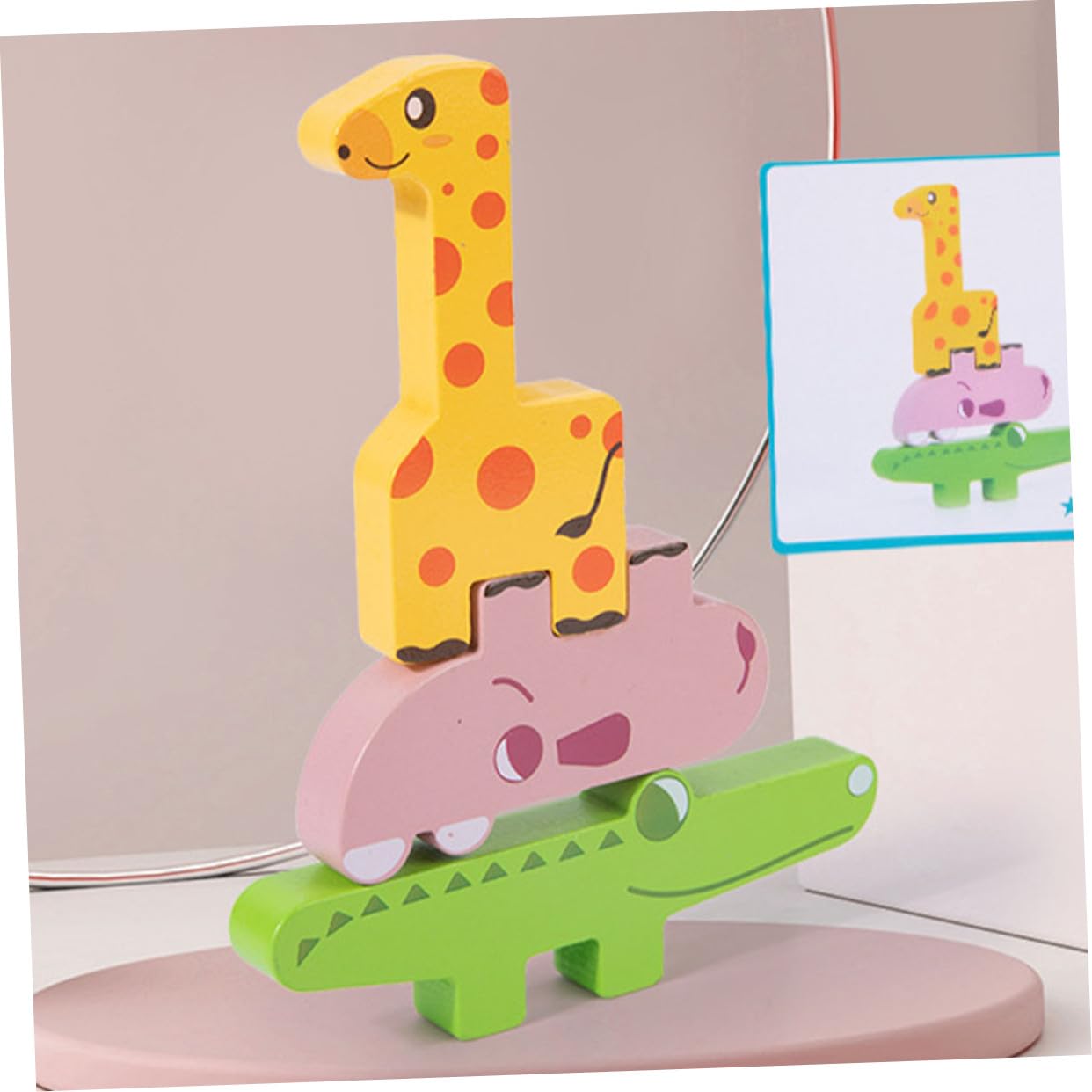 Juguete Educativo de Bloques Apilables para Niños Animales, Material Sintético y Colores Variados, Adecuado para Estimular la Capacidad Cognitiva Interacción Familiar