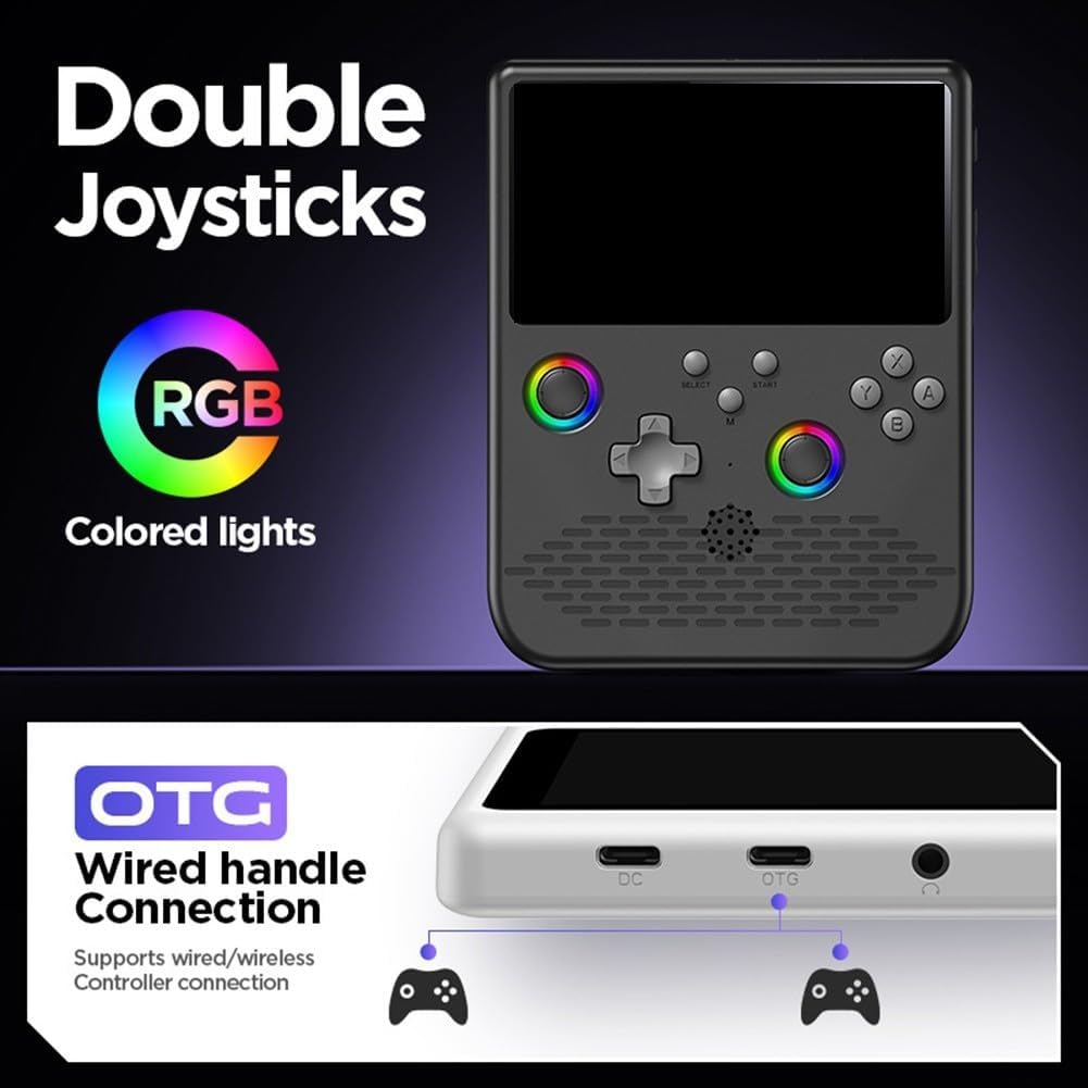 Dispositivo de juego portátil para mini juegos de arcade con pantalla IPS de 5.0 pulgadas y ambiente RGB para iluminación (blanco)