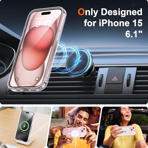 Image of REALCASE Ultra-Hybrid Back Case Cover for iPhone 15 Compatible with MagSafe | Camera Protection | Hard Crystal Clear Back | Shockproof Bumper Cover Case for iPhone 15 (PC & TPU, Transparent)