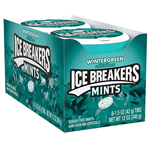 ICE BREAKERS Mints Wintergreen, Sugar Free, 1.5-Ounce Tins (Pack of 16)