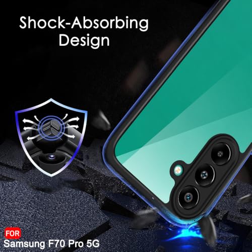 Image of TheGiftKart Hybrid Shockproof Back Cover Case for Samsung Galaxy F70 Pro 5G | Camera Protection Module | Crystal Hard Cover Case for Samsung F70 Pro 5G (PC & TPU, Transparent Clear Back, Black Sides)