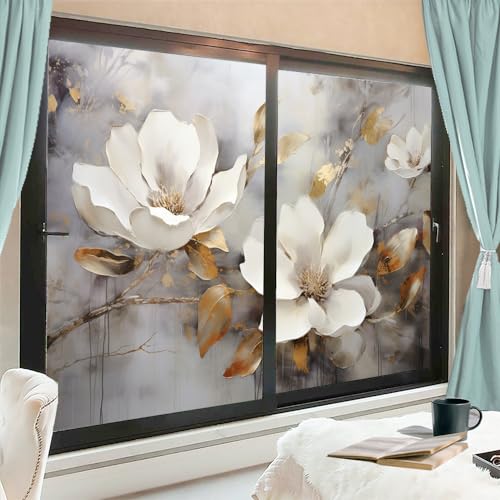 Vinilo Decorativo para Ventana Retro Flores Blancas 17.7x23.6 pulg x2 piezas miniatura 3