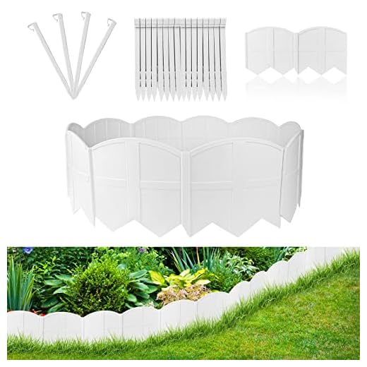 20Pcs Garden Edging Border Landscape Edging Lawn Garden Fence Decorative Landscape Border 20Ft Length Landscaping with 20 Pcs Stakes for Lawn Flower Bed Yard White