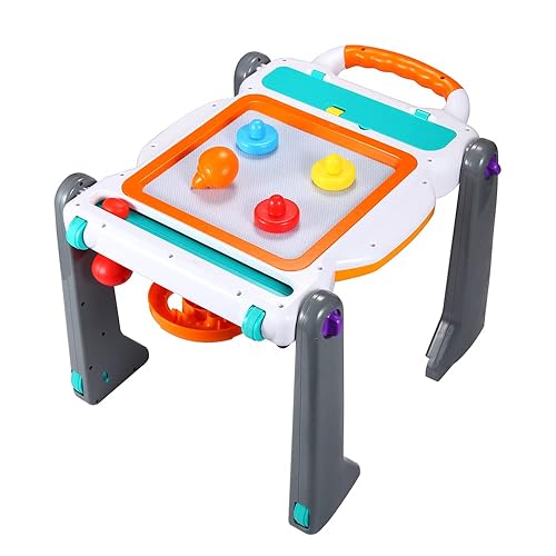 Miniatura 4 de NuoPeng - Andador 3 en 1 para bebé sentado a pie, centro de actividades, mesa de entretenimiento, tablero de dibujo (blanco con gris)