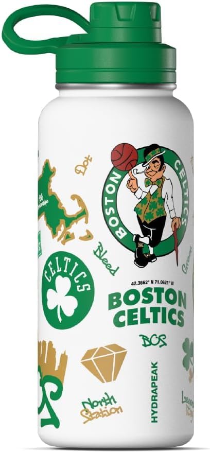 Hydrapeak x NBA Officially Licensed Boston Celtics 32oz Active Water Bottle Chug Lid Stainless Steel Reusable Double Wall Celebrating The City Of Boston - Image 2