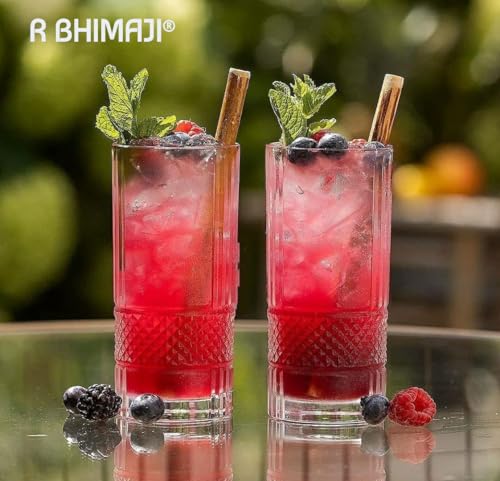 Image of Premium Crystal Water Glass Set of 6 - Highball Drinking Glasses Set for Home - Glass Set for Water Juice Shakes Mojito Cocktail Colddrinks (Classic)