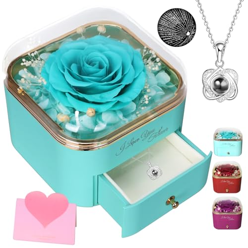 Konservierte echte Rose Geschenkbox mit „I Love You“-Halskette in 100...