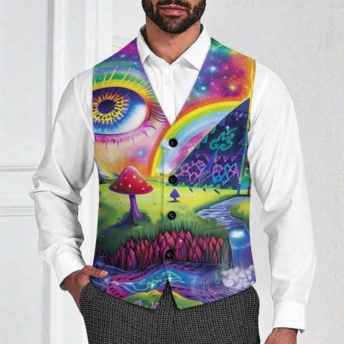Magic Evil Eyes Mushroom Egyptian Pyramid Novelty Men's Suit Vest Casual Formal Dress Vests Business Waistcoat2